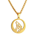 Hollow Howling Wolf Pendant Necklace for Men