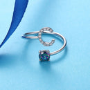 Sterling Silver Initial Ring Adjustable with Topaz & CZ