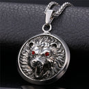 Men's Medallion Wolf Pendant Necklace