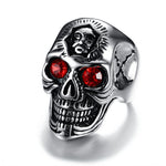 Rider Skull Ring with Red Eyes - Men - Stainless Steel