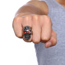 Rider Skull Ring with Red Eyes - Men - Stainless Steel