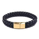 Mens Leather Ropes Woven Bracelet - Black