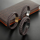 Mens Leather Ropes Woven Bracelet - Brown