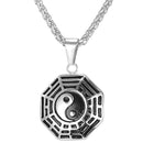 Silver Yin Yang Necklace Octagonal Pendant