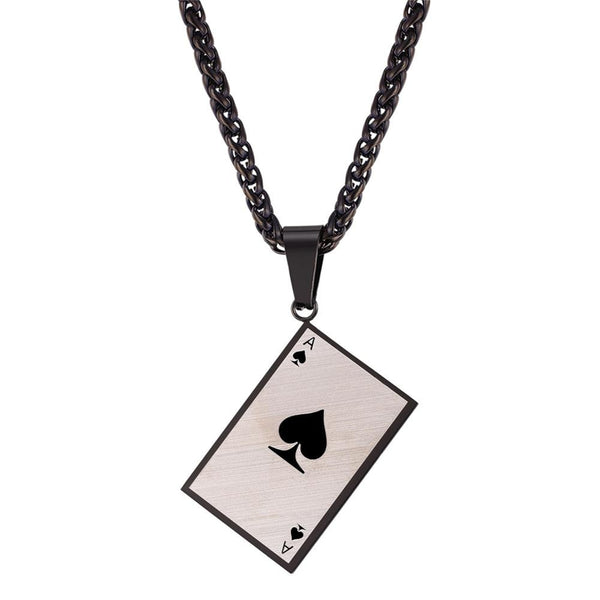 Ace of Spades Pendant Necklace Black