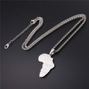 Silver Africa Necklace | Continent Africa Map Pendant
