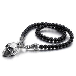 African Glass Beaded Skull Pendant Necklace