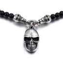 African Glass Beaded Skull Pendant Necklace