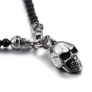 African Glass Beaded Skull Pendant Necklace
