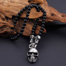 African Glass Beaded Skull Pendant Necklace