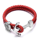Anchor Bracelet for Men | Black, Brown, Red Braided Leather
