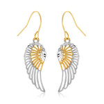 Angel Wing Earrings 10K Gold Two Tone