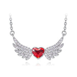 Angel Wings Heart Necklace in Sterling Silver with Swarovski Crystals