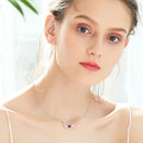 Angel Wings Heart Necklace in Sterling Silver with Swarovski Crystals