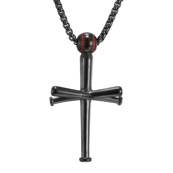 New Cross Necklace by Sports Pendant Stainless Steel Baseball and Baseball  Bat Cross Necklace - AliExpress