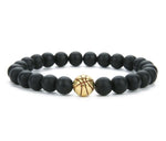 Basketball Bracelet - Lava Beaded - Gold Charm