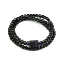 Black Natural Obsidian Bead Bracelet - 6mm Women