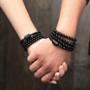 Black Natural Obsidian Bead Bracelet - 108 Beads