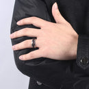 Carbon Fiber Inlay Silver Steel Ring