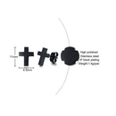 Black Stud Cross Earring for Men in Stainless Steel