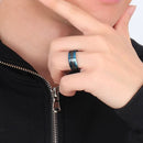 Mens Blue Tungsten Ring with Carbon Fiber Inlay