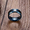 Mens Blue Tungsten Ring with Carbon Fiber Inlay