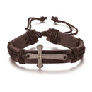 Bracelet with a Cross - Men's Cross Bracelet - Brown