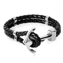 Braided Leather Anchor Bracelet for Men