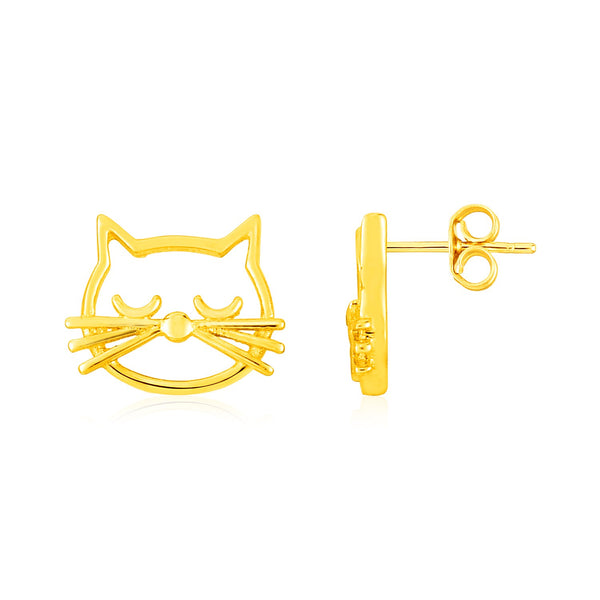 Cat Earrings 14K Gold | Women's Stud Earrings