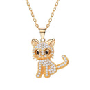 Cat Necklace Sterling Silver Gold with CZ