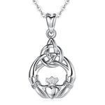 Celtic Knot Claddagh Necklace Sterling Silver | Irish Trinity Knot Pendant