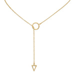 Gold Lariat Necklace | Circle & Triangle