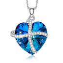 Crystal Heart Necklace | Swarovski Heart Pendant w/ Cross