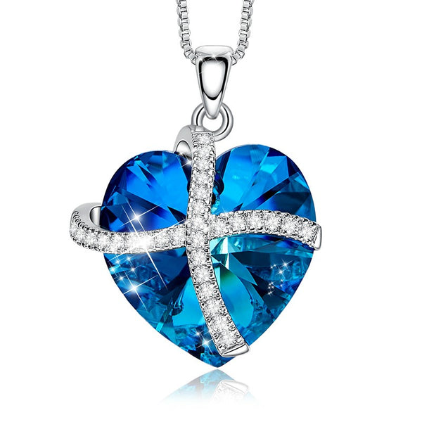 Blue Heart Necklace | 925 Sterling Silver Heart Pendant