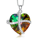 Crystal Heart Necklace | Swarovski Heart Pendant w/ Cross