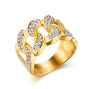 Men's Cuban Link Ring Gold Iced Out CZ
