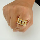 Men's Cuban Link Ring Gold Iced Out CZ