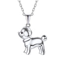 Womens Cute Puppy Dog Necklace Sterling Silver