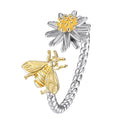 Daisy Bee Ring Sterling Silver Adjustable