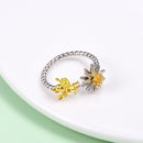 Daisy Bee Ring Sterling Silver Adjustable