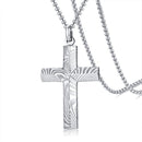 Damascus Steel Cross Necklace Mens