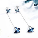 Dangle Butterfly Earrings Sterling Silver w/ Swarovski Crystals