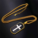Dog Tag Cross Necklace Black Enamel