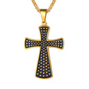 Dotted Cross Necklace Black Enamel - Gold