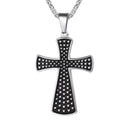 Dotted Cross Necklace Black Enamel - Silver