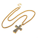 Dotted Cross Necklace Black Enamel - Gold