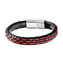 Double Color Unisex Leather Bracelet - Red