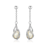 Pearl Earrings Sterling Silver | Drop Dangle Earrings
