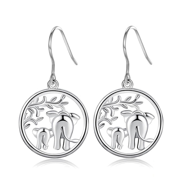 Elephant Earrings Sterling Silver | Womens French Wire Drop Earrings