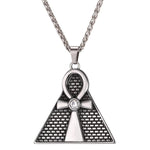 Egyptian Pyramid Ankh Necklace - Silver